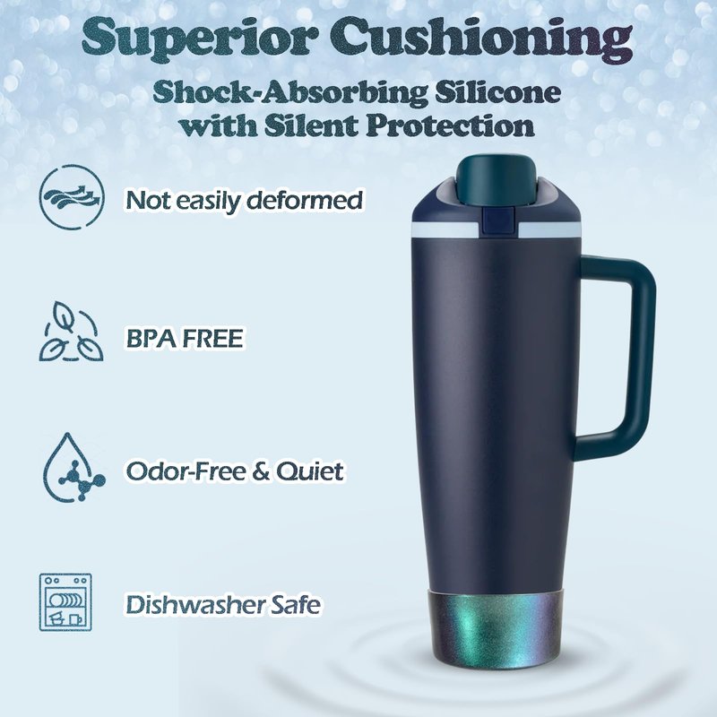 Glossy Gradient Silicone Boot for Owala 30 40 oz FreeSip Sway & Tumbler, Chameleon Metallic Glitter Bottom Bumper Cover, Anti-Slip Sleeve for Water Bottle Accessories, BPA-Free (Sea Captain)