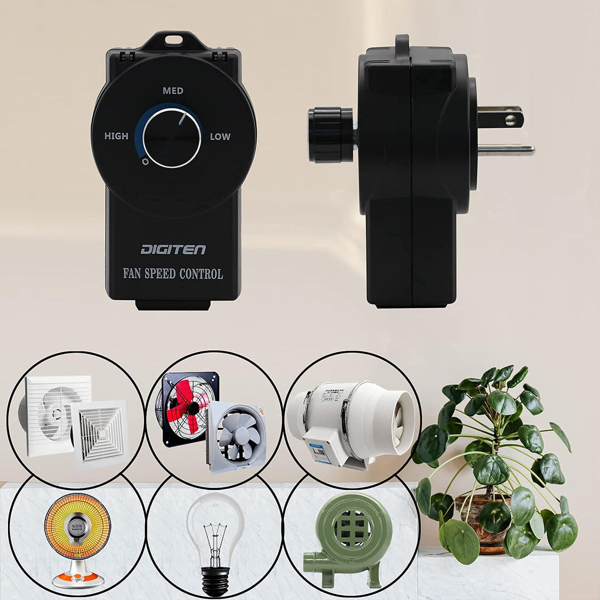 DIGITEN Variable Speed Controller - Exhaust Fan Speed Adjuster for Duct Inline Fan