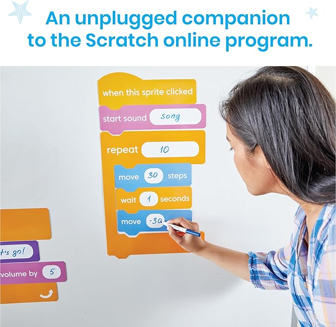 hand2mind Scratch Block-Based Coding Magnetic Demonstration Set, Learn to Code STEM Activities, Computer Science and Programming for Kids, Coding for Kids 8-12, STEM Classroom Science Teacher Supplies