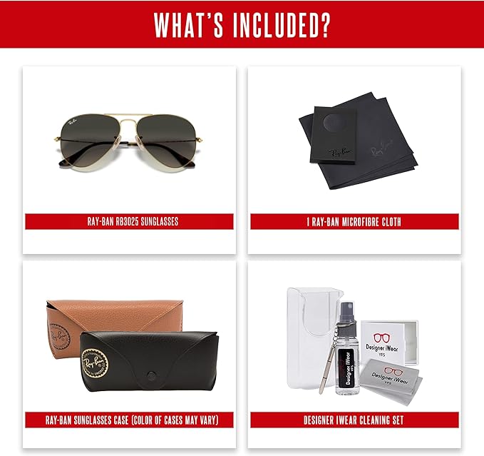 Ray-Ban RB3025 Metal Aviator Sunglasses For Men For Women +BUNDLE with ACCESSORY EYEWEAR KIT