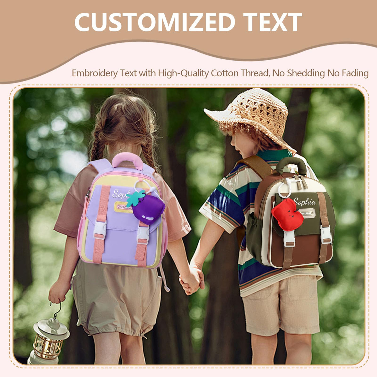 Personalized Kids Backpack Custom Embroidered Name Toddler School Bag for Girls Boys Preschool Kindergarten (brown)