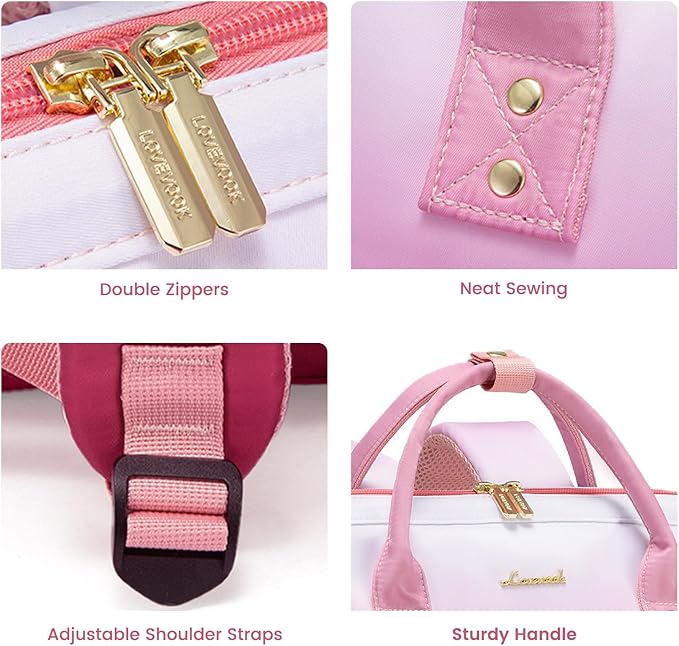 LOVEVOOK Gradient Laptop Backpack for Women,15.6 Inch Work Computer Bakcpack Purse Laptop Bag With Anti-Theft Pocket,Waterproof Carry on Teacher College Backpack for Travel,Pink-White