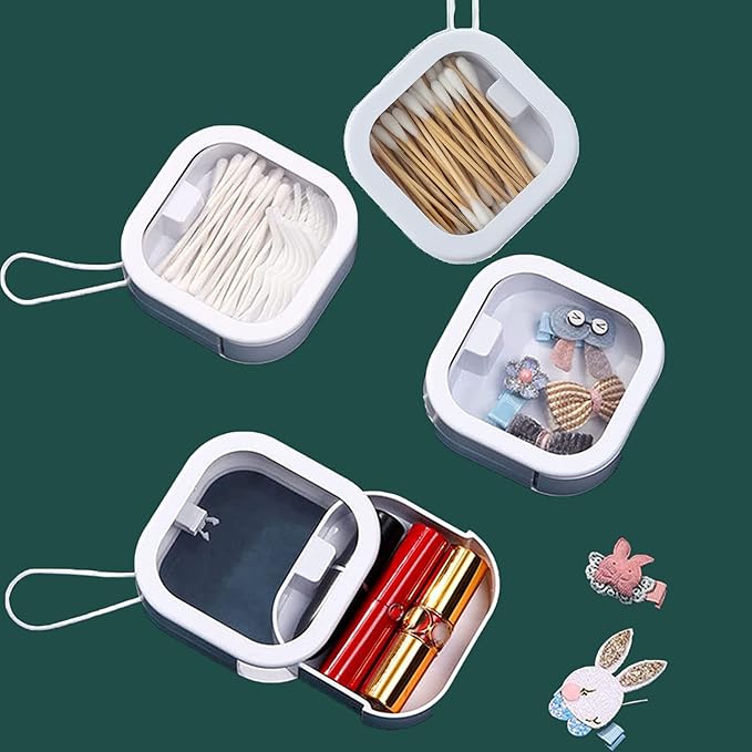 4pcs Hair Tie Organizer,Portable Travel Qtip Holder,Bathroom Storage Organizer Qtip Dispenser Cotton Swabs Dispenser Kids Hair Accessory Box with Lid for Bathroom,Desktop Organizer(4 Pcs White)