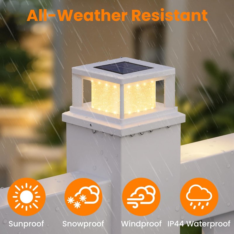 Mlambert 8 Pack Solar Post Lights Outdoor, 2 Modes LED Fence Cap Light for 4x4 Post, Waterproof Deck Light Patio Garden Decor, Warm/Cool White, White