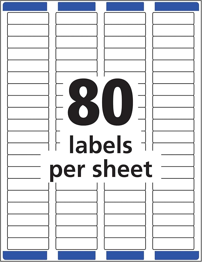 Avery Printable Return Address Labels with Sure Feed, 0.5" x 1.75", Matte Clear, 2,000 Blank Mailing Labels (05667)