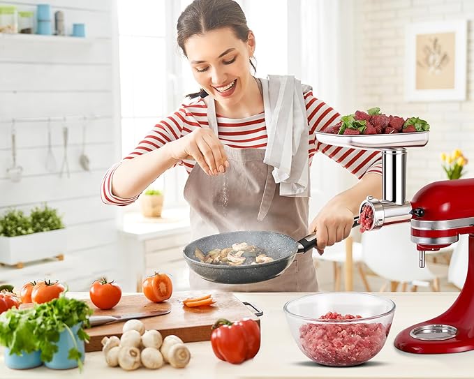 KINGEAGLE Stainless Steel Meat Grinder Attachment for KitchenAid Mixers