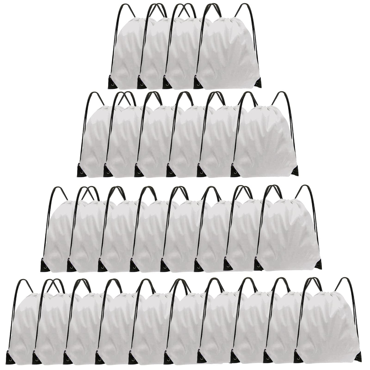 Grneric Drawstring Backpack Bulk 28 PCS Drawstring Bags String Backpack Cinch Bag Sackpack for Men Women Gym (White)