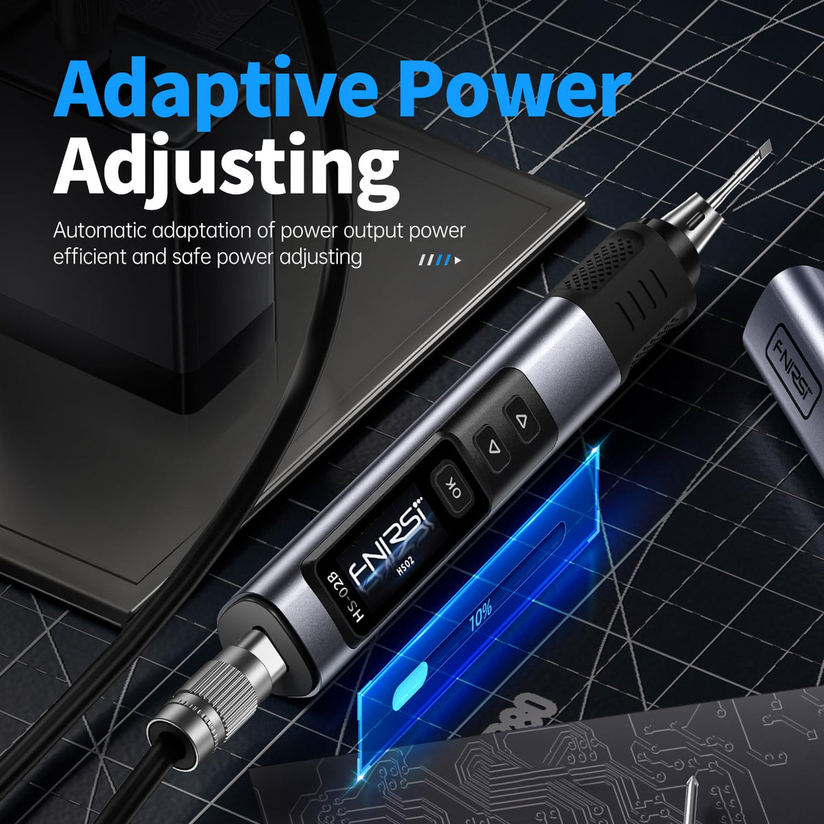 FNIRSI HS-02A 100W Portable Corded Soldering Iron Kit, 3S Fast Heating, 212-842℉, Pre-set 3 Groups Temperature, 6 F245 Soldering Tips, Smart Digital Soldering Iron Pen Tool for Electronics Repair