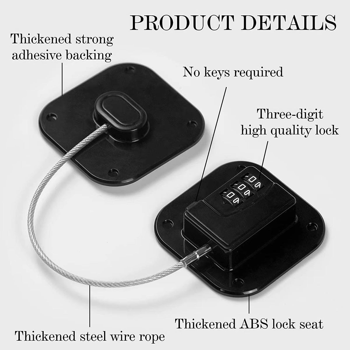Child Safety Cabinet Locks, Fridge Lock with Combination, Closet Locks,Cabinet Lock(Black 2Pcs)