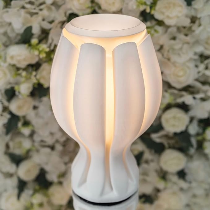 JONATHAN Y 13" White Flower 3D Printed Table Lamp, Dimmable LED Bedside Lamp for Bedroom, Coastal Tropical Nightstand Light, Modern Bohemian Desk Lamp for Living Room (USA1005B)