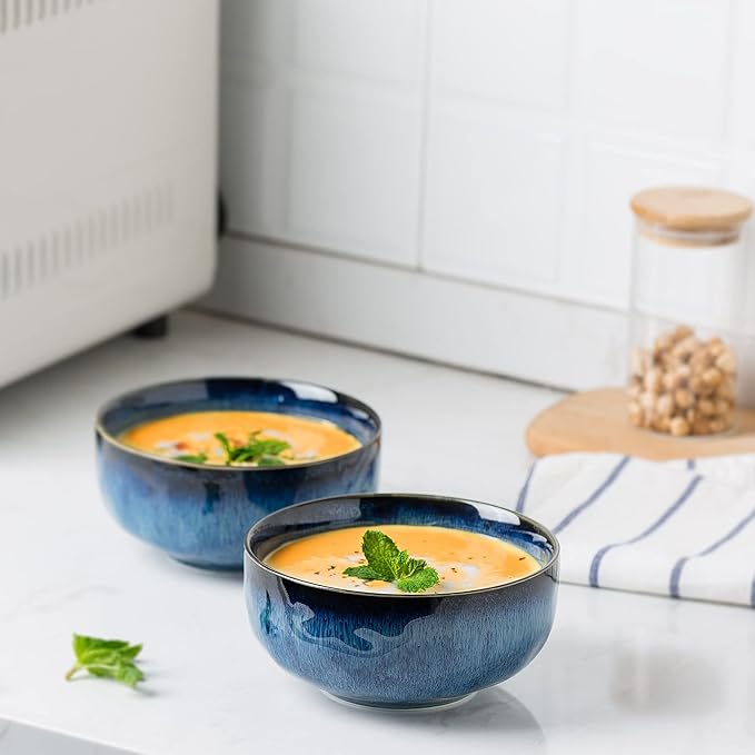 Serving Bowls - 22 Ounce Bowls Set - Ceramic Bowl Set of 2-5.75 inch for Salad, Soup,Cereal Bowls for Kitchen