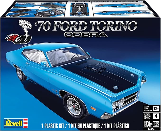 Revell 14534 1970 Ford Torino Cobra 1:25 Scale 128-Piece Skill Level 4 Model Car Building Kit