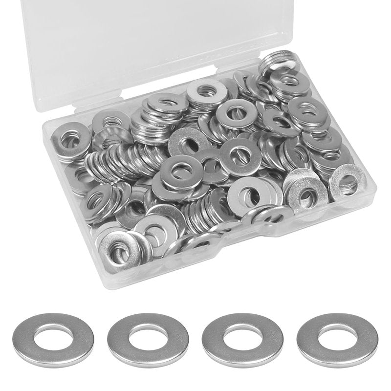 Yinpecly 200pcs 1/4'' Flat Washers OD 5/8'', 304 Stainless Steel Washers,SAE Metal Washers for Screws Bolts
