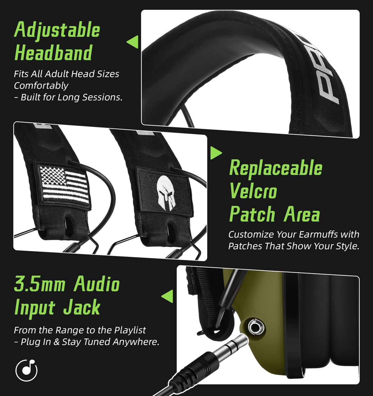 PROHEAR Digital Electronic Shooting Ear Protection 5X Sound Amplification Earmuffs, 23dB NRR Low Profile Noise Reduction Hearing Protection for Gun Range and Hunting, Green