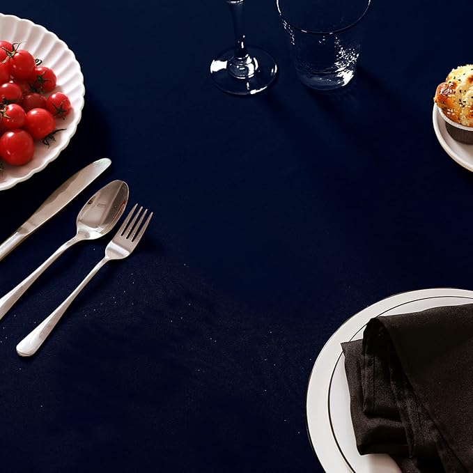 6 Pack Navy Blue Tablecloth 90 x 156 Inch Table Cloth for 8 Foot Rectangle Tables, Wrinkle Resistant Washable Polyester Fabric Table Covers for Party, Wedding,Dining,and Banquet