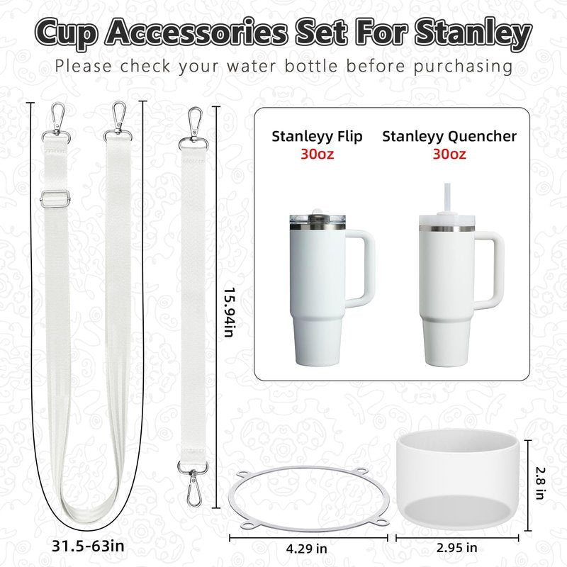 Cup Accessories Set Compatible with Stanley H2.0 & Protour 30oz 40oz, Includes Protective Boot, Shoulder Strap & Handle Strap, Handle Shoulder Carrying Strap for Women Men