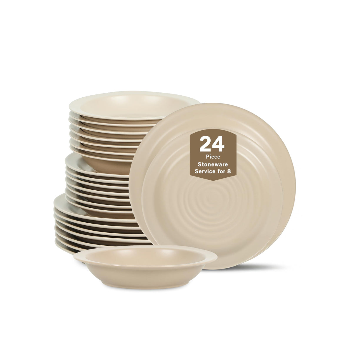 Stone Lain Orbit 4-Piece Pasta Bowl Set Stoneware, Beige