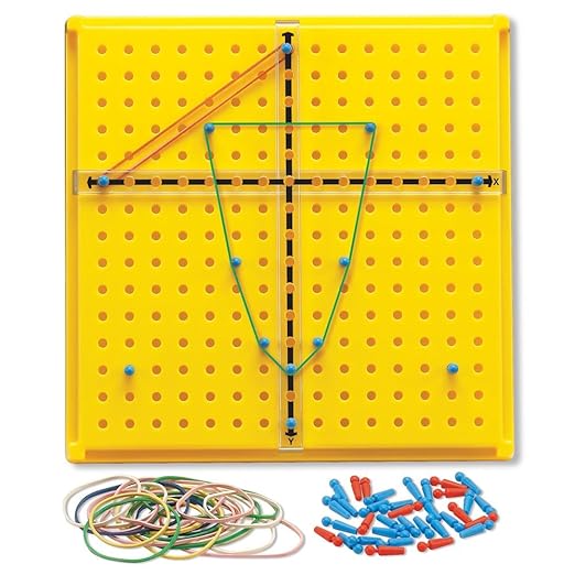 hand2mind XY Coordinate Pegboard (Moveable X-Y Axis), Geoboards with Rubber Bands, Geometry Board, Middle School Math Manipulatives, Rubber Band Peg Board, Geometric Shapes for Classroom