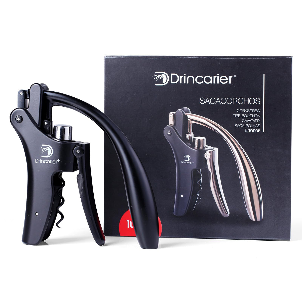 Wine Bottle Opener, Vertical Lever Corkscrew with Built in Foil Cutter Design, Manual Handheld Corkscrew with Ergonomic Lever Pump