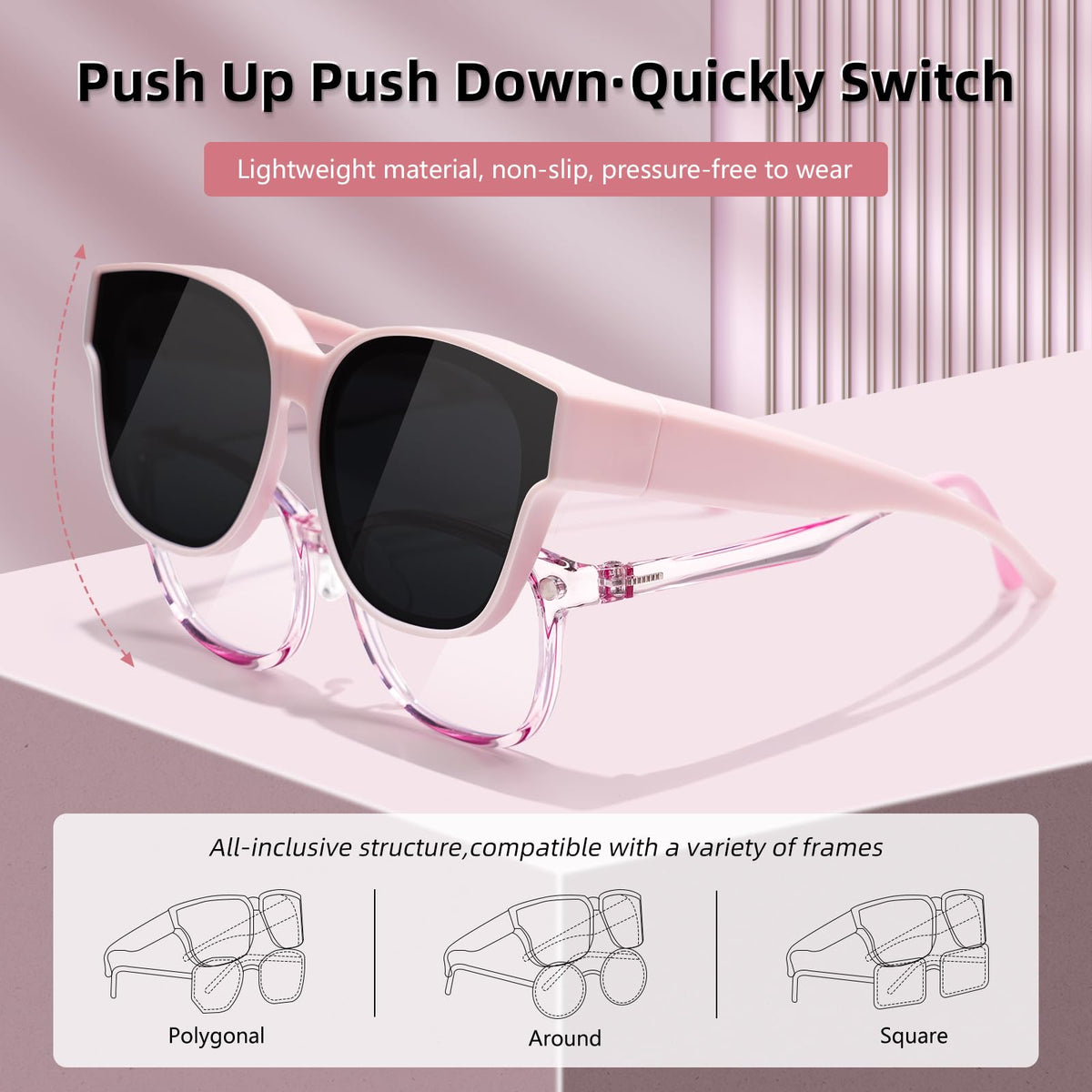 EYEBUDDY Fit Over Glasses Sunglasses for Kids Shades Polarized Sunglasses Oversized Square Sun Glasses Boys & Girls UV Protection