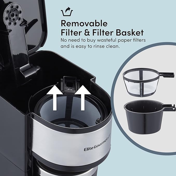 Elite Gourmet EHC112 Personal Single-Serve Compact Coffee Maker, Black