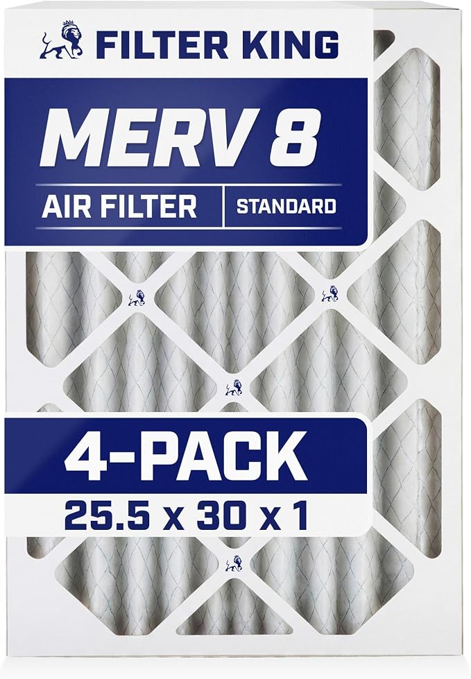 Filter King 25.5x30x1 Air Filter | 4-PACK | MERV 8 HVAC Pleated A/C Furnace