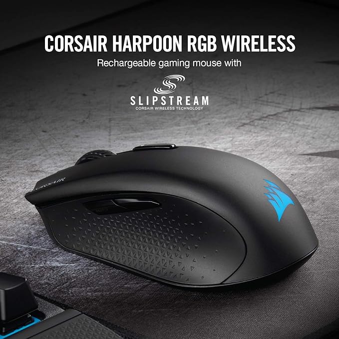 Corsair Harpoon Wireless RGB Lightweight FPS/MOBA Gaming Mouse – 10,000 DPI – 6 Programmable Buttons – Low-Latency Bluetooth – iCUE Compatible – PC, Mac, PS5, PS4, Xbox – Black