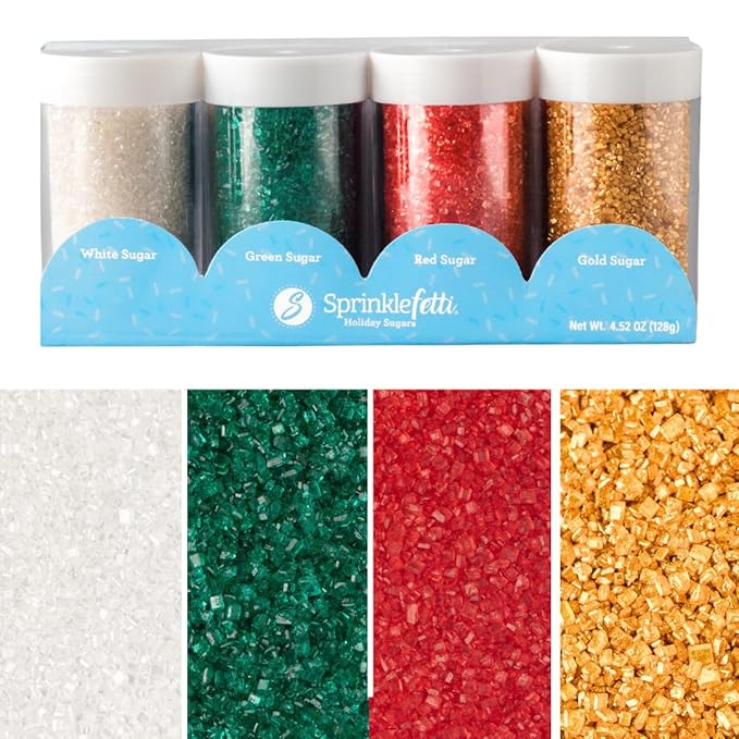 Sweets Indeed Sprinkles, 4 Pack Sugar, Edible Sprinkle Mix, Perfect for Cake Decorations, Baking, Ice Cream, Cookies, Cupcake Topper (Metallic)