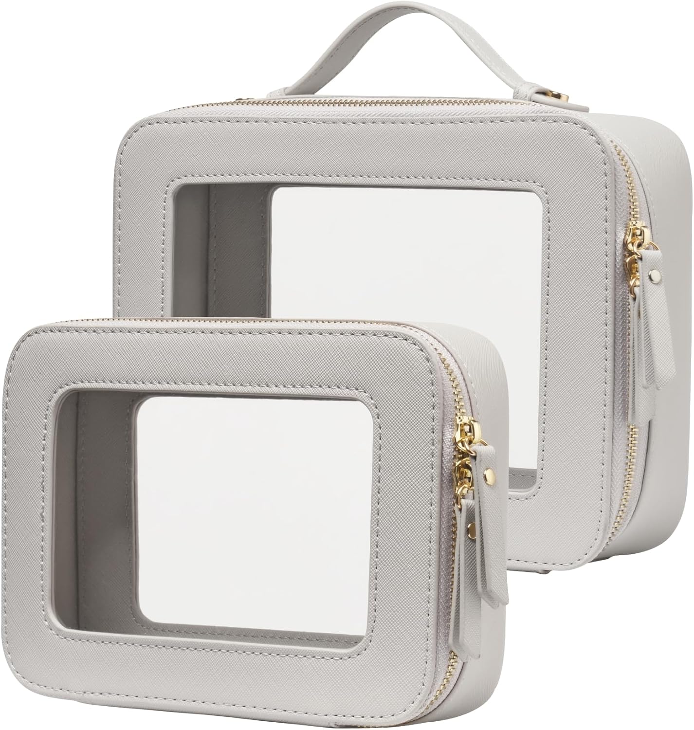 Popvibe Clear Makeup Bag Travel Cosmetic Case Transparent Toiletry Bag with Zipper, Portable Make Up Organizer Traveling Compact Car Bag for Essentials