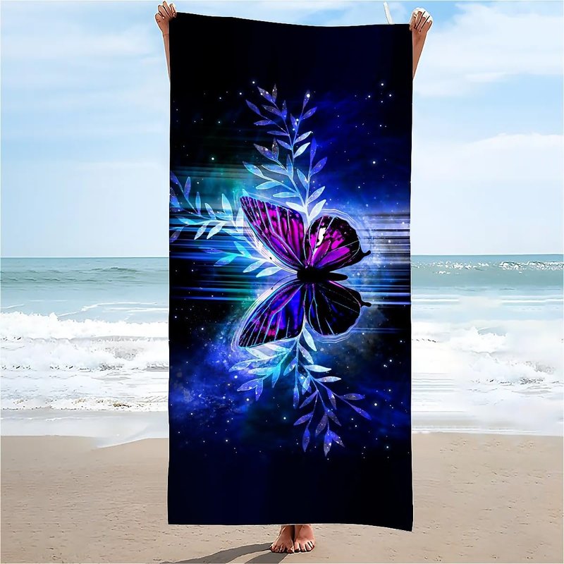 Amasnay Galaxy Butterfly Microfiber Beach Towel Sand Free Towels Thin Quick Dry Super Absorbent Oversized Large Lightweight Towels for Travel Sports Pool Swimming Bath Camping Yoga Women Girls Adults