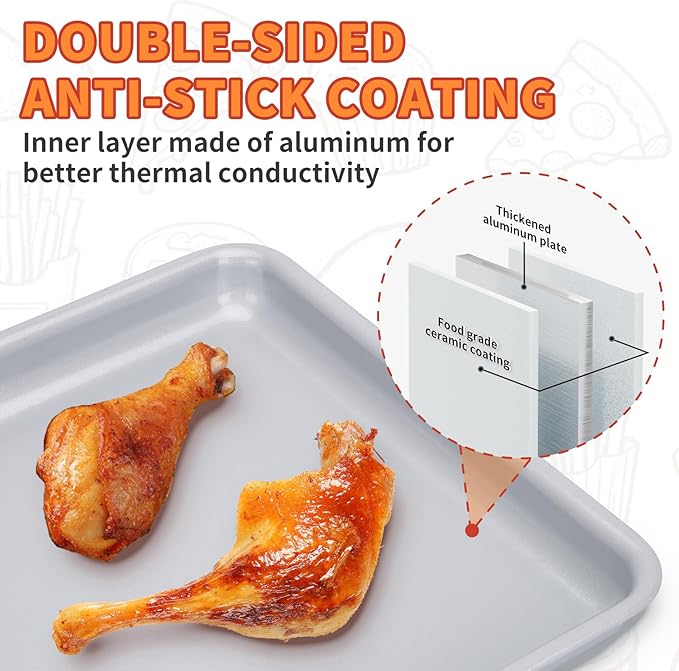 SHIKORI Non-Stick Ceramic Baking Sheet Set of 2 (Baking Sheet & Grill Net)