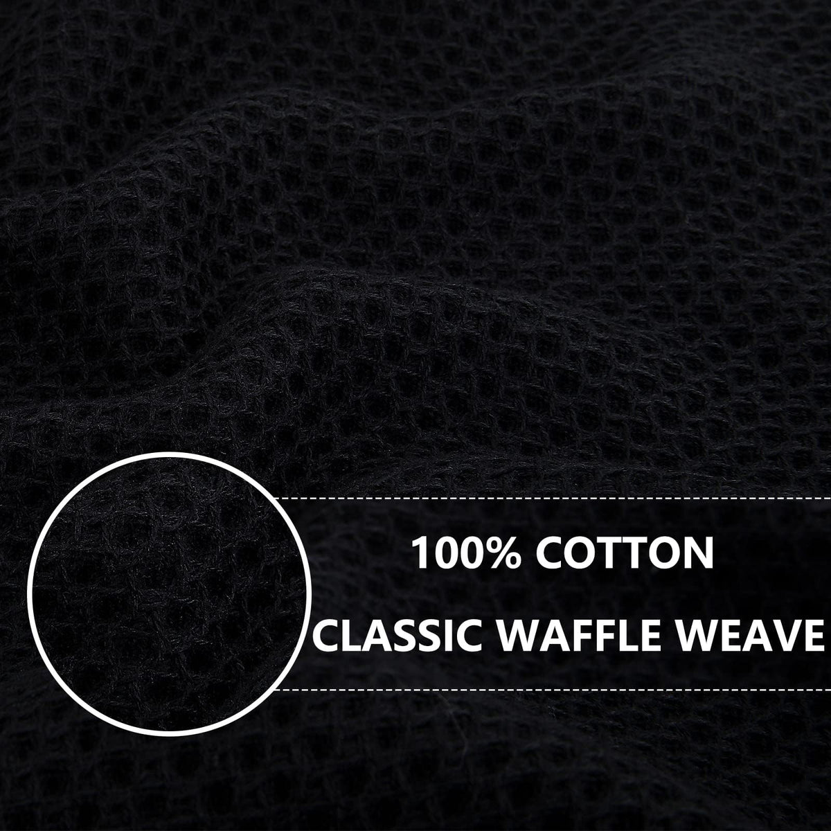 Homaxy 100% Cotton Waffle Weave Kitchen Dish Towels 18-Pack, Black