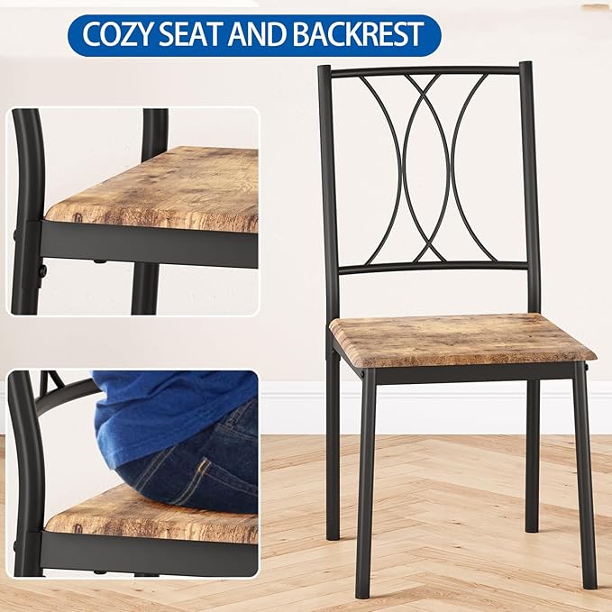 IDEALHOUSE Dining Table Set for 2, Kitchen Table and Chairs for 2, Rectangular Dining Room Table Set, 3-Piece Wood Dining Table Set for Apartment, Small Space, Space Saving, Retro Brown