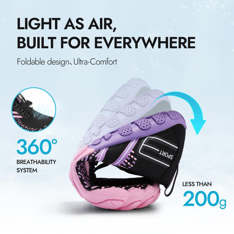 ATHMILE Hiking Barefoot Water Shoes for Women Men Beach Swim Aqua Pool River Quick Dry Athletic Wide Toe Outdoor Sport Kayaking Boating Rock Climbing Yoga Lake