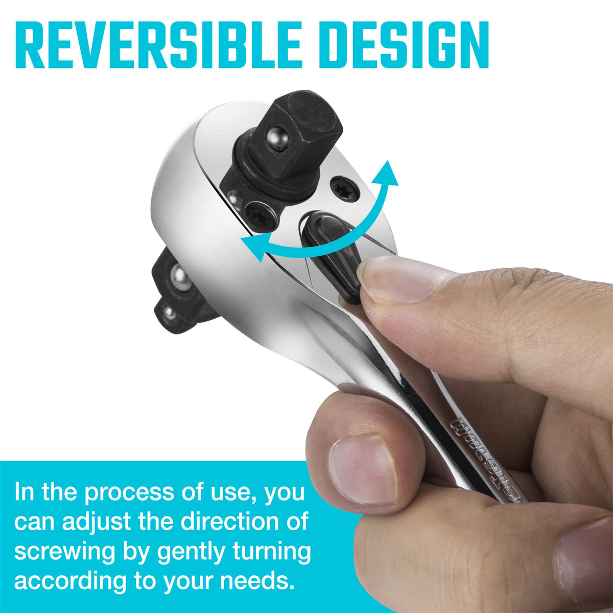 DURATECH 3-IN-1 Ratchet Handle, 1/4 ", 3/8 ", 1/2" Drive Ratchet Wrench, 72-Tooth, Reversible Switch, Full-Polished Chrome Plating, Alloy Steel