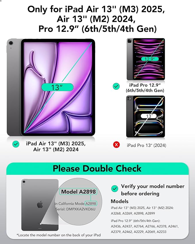 ESR for iPad Pro 12.9 6th/5th/4th Gen, iPad Air 13 Inch Case M3/M2 (2025/2024), Powerful Magnetic Attachment, Slim Trifold Stand Case, Supports Pencil Pro & Pencil (USB-C), Rebound Series, Grey