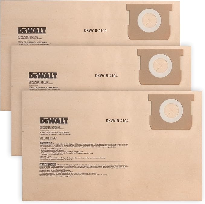 DEWALT DXVA19-4104 Dust Filter Bags, High Efficiency Replacement Bags