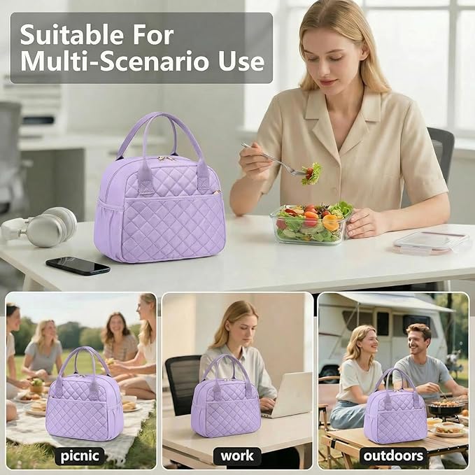 CAMTOP Lunch Box for Women Men Insulated Lunch Bag Lunch Tote Bag Leakproof Thermal Cooler Large Capacity for Travel Work School Picnic (﻿﻿Lavender)