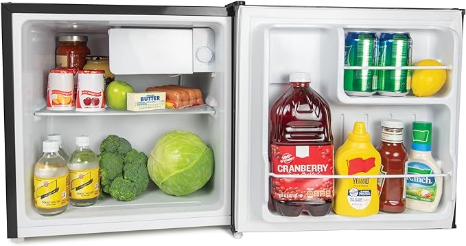 Igloo 1.6 Cu.Ft. Compact Refrigerator - Adjustable Thermostat, Glass Shelves, Includes Scraper, Ice Cube Freezer Drip Tray - Black