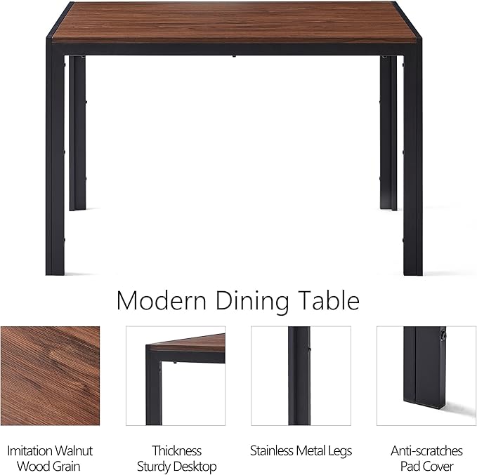 5 Pieces Dining Table Set for 4, 47" Oblong MDF Tabletop with Sturdy Metal Legs,4 PCS Home Kitchen Dining Chair Upholstered Velvet Room Chair with Tufted Back for Any Home Style
