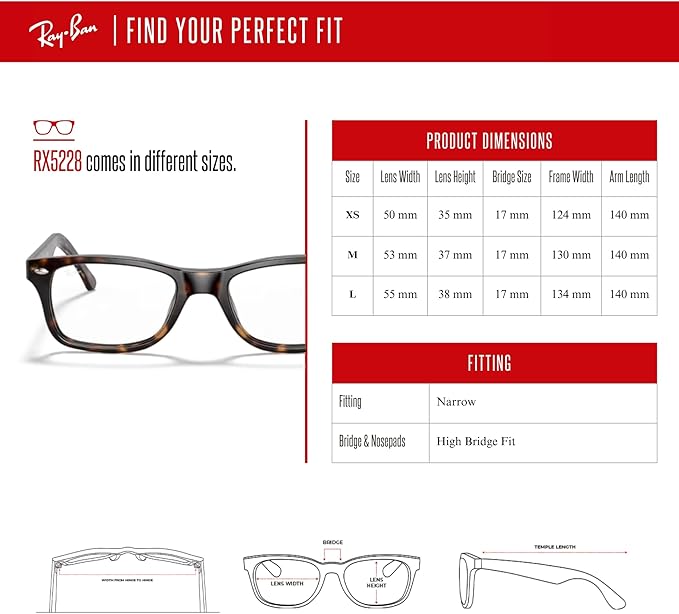 Ray-Ban RX5228 Square Eyeglasses for Men for Women +BUNDLE with ACCESSORY EYEWEAR KIT