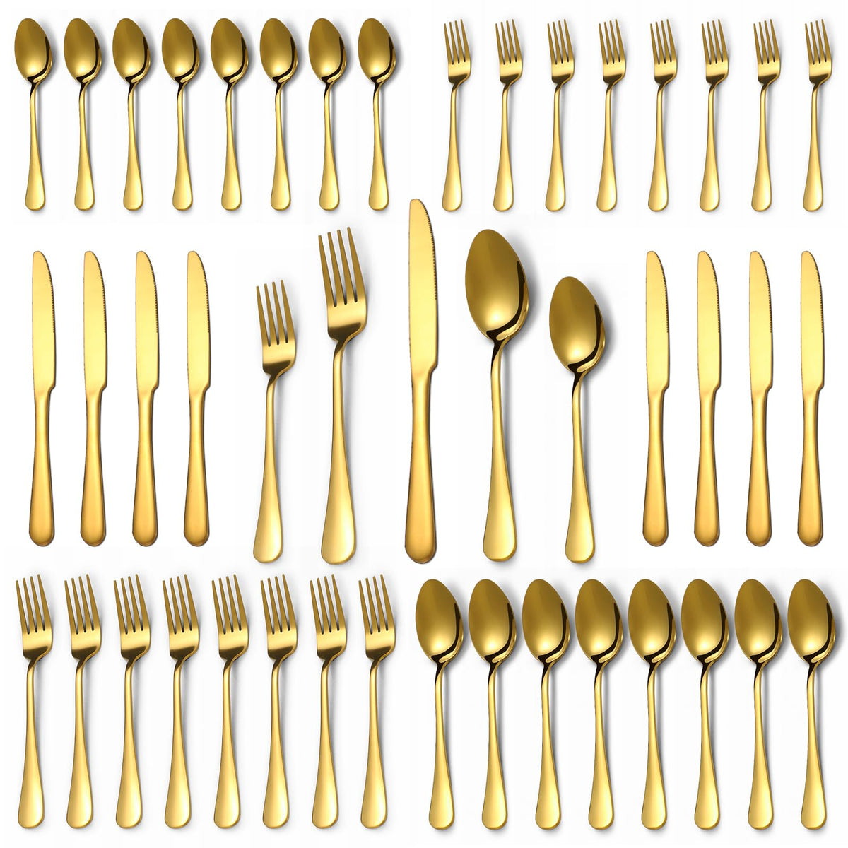 Gold Silverware Set,50-Piece Stainless Steel Flatware Set for 10