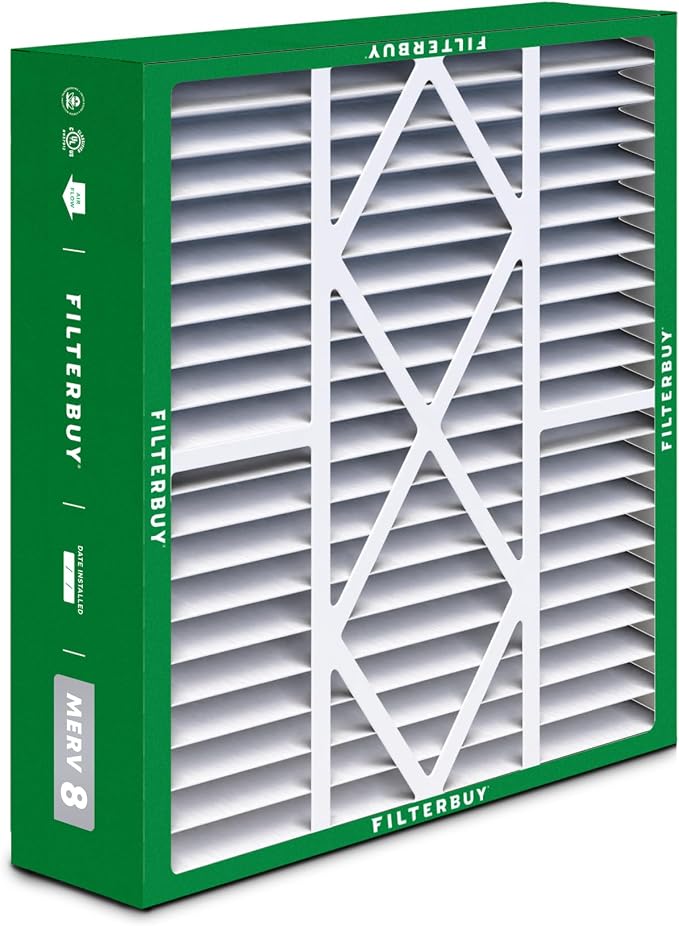 Filterbuy 20x25x5 Air Filter MERV 8 Essential Dust & Allergy Defense, Pleated