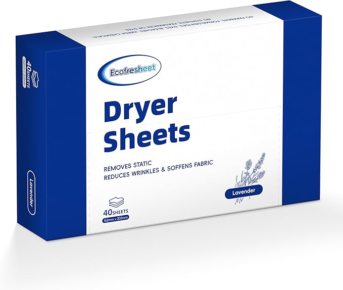 Lavender Dryer Sheets – 40 Count | Reduces Static & Wrinkles | Softens Fabrics | Natural Lavender Scent | Works in All Standard & HE Dryers | Gentle Formula