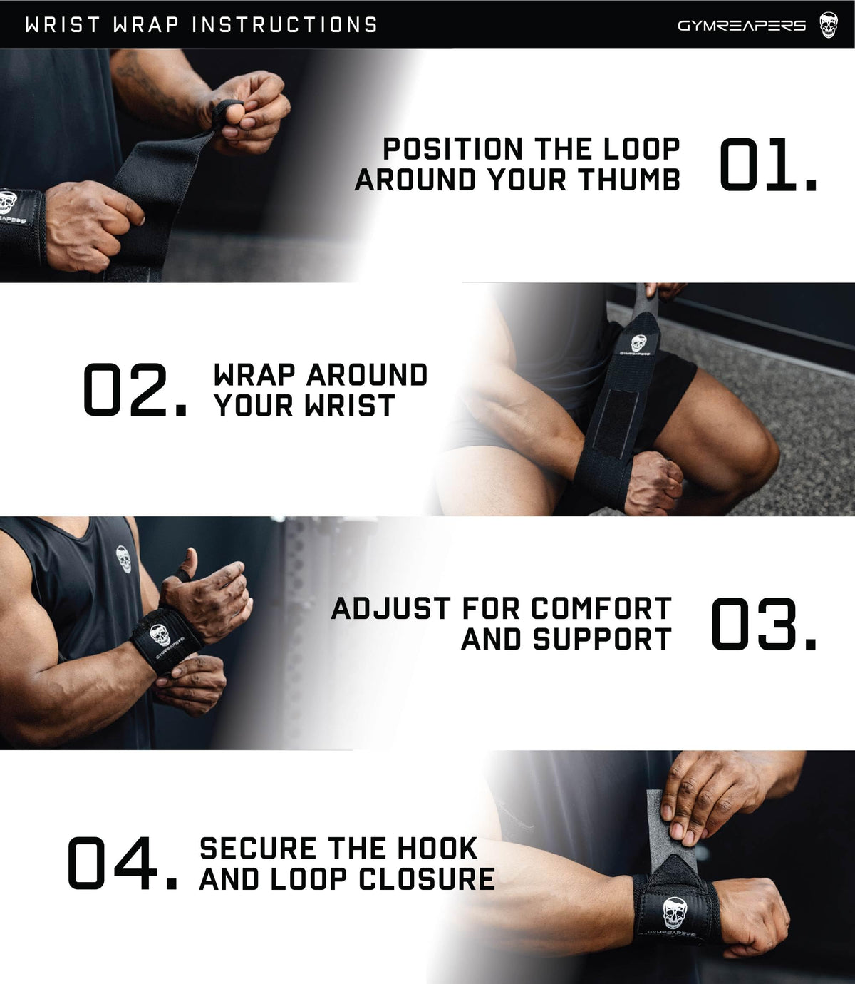 Gymreapers Weightlifting Wrist Wraps (Competition Grade) 18" Professional Quality Wrist Support with Heavy Duty Thumb Loop - Best Wrap for Powerlifting, Strength Training, Bodybuilding(White,18")