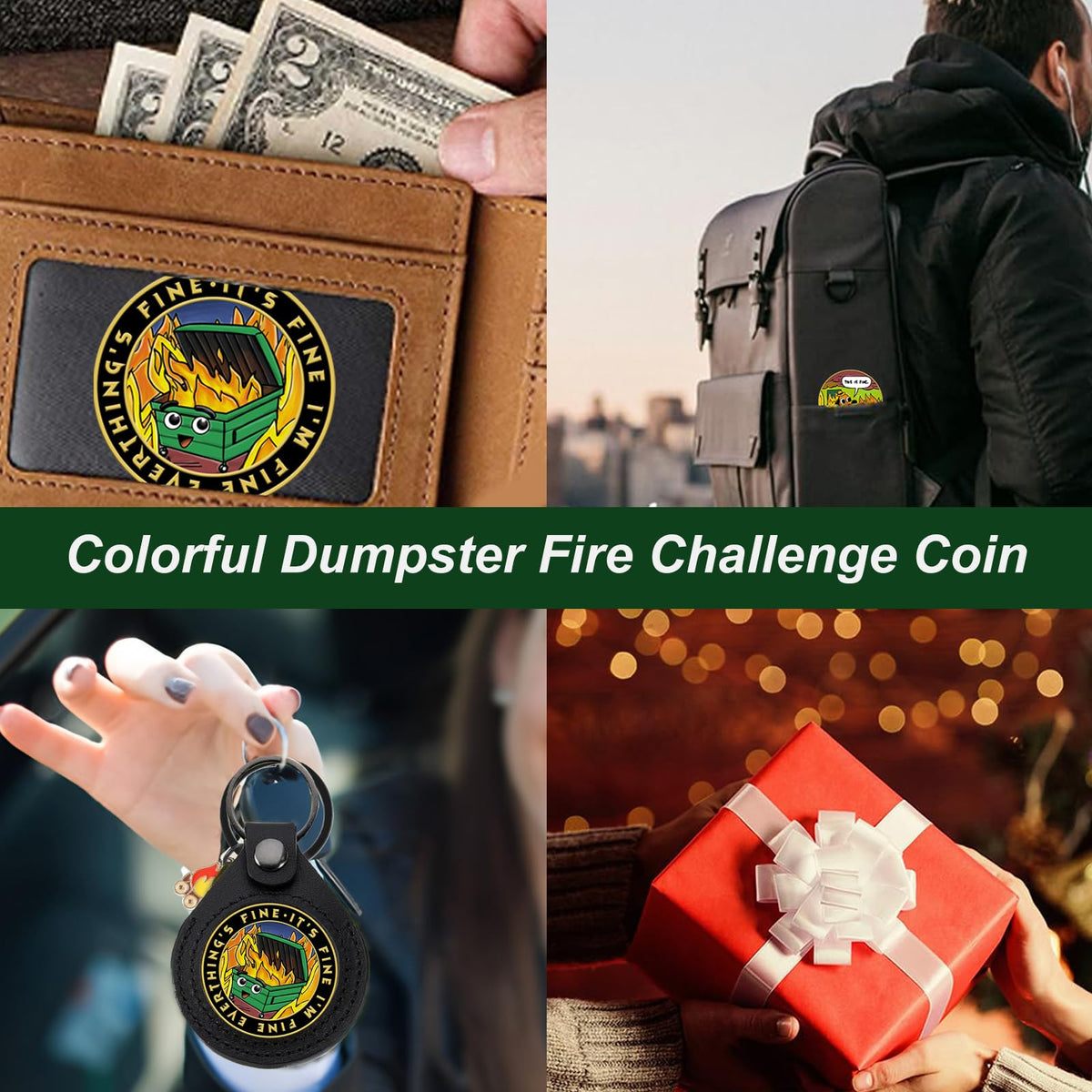 Dumpster Fire Challenge Coin - Double Sided Hilarious Medallion Funny Dumpster Fire Coins, Desk Accessories, for Staff Appreciation Gifts, Commemorative Coin Office Gifts
