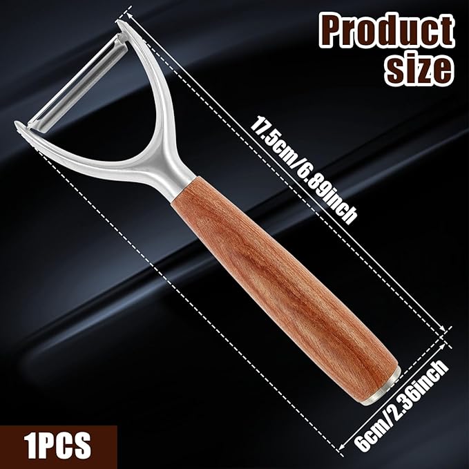 5Pc Kitchen Ultra Vegetable Peeler,Easy To Use Y-Peeler With All Wood Handle,Rotatable Blade,10 Year Rust Free Stainless Steel,Anti Slip Ergonomic Design,Suitable For Carrots, Fruits,Vegetables