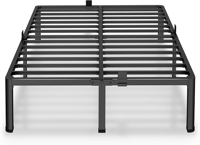 MAF 16 Inch King Size Bed Frame with Round Corner Legs Mattress Slide Stopper No Box Spring Needed Heavy Duty Metal Platform Bed Frames Under-Bed Storage Space, 3000 LBS Steel Slats Support