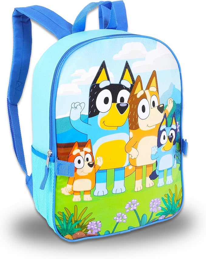 Bluey Backpack and Lunch Bag Set - Bundle with 16” School Bag, Lunch Box, Water Bottle, Stickers, More | Bluey School Supplies for Kids, Toddlers, Girls