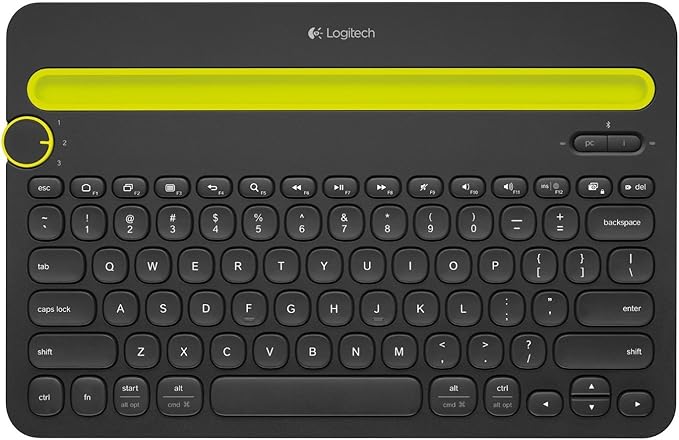 Logitech K480 Wireless Multi-Device Keyboard for Windows, macOS, iPadOS, Android or Chrome OS, Bluetooth, Compact, Compatible with PC, Mac, Laptop, Smartphone, Tablet - Black